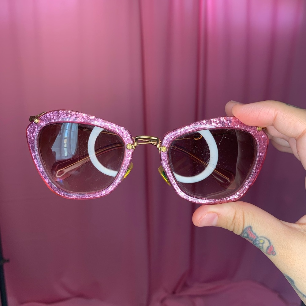 Miu Miu pink glitter sunglasses